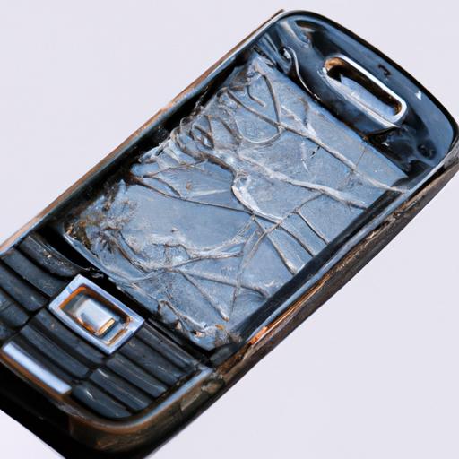 Một chiếc điện thoại cũ với màn hình vỡ