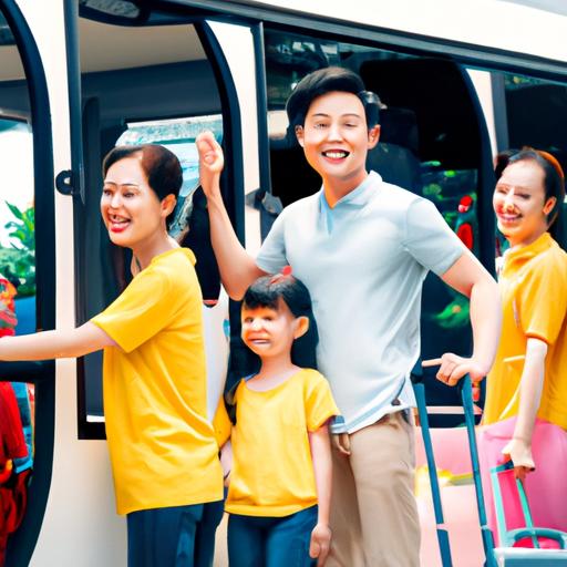 Một gia đình hạnh phúc lên xe bus Thanh Thuỷ Quy Nhơn đi nghỉ mát