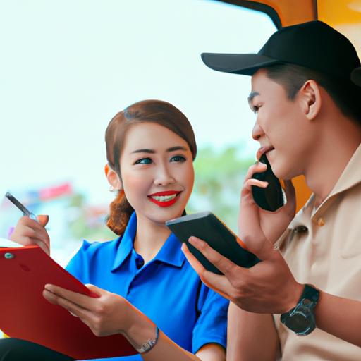 Nhân viên chăm sóc khách hàng của Phú Quý Transport hỗ trợ khách hàng