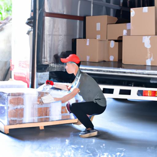 Nhân viên của Nhà Xe Bảy Vinh đóng gói hàng hóa để vận chuyển