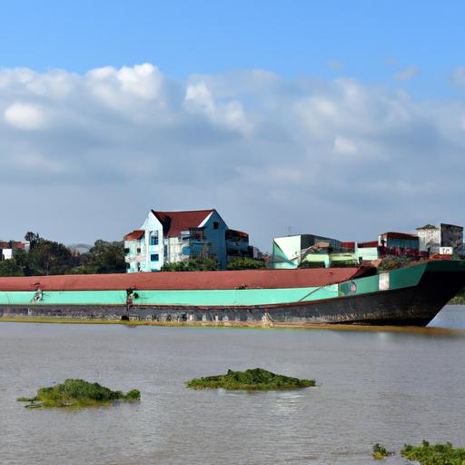 Tàu vận tải hàng hóa của Nhà xe Hoàng Quân Thanh Hóa Quảng Ninh trên sông