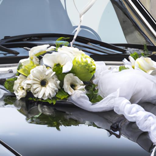 Chiếc xe cổ được trang trí hoa cùng những chi tiết tinh tế cho đám cưới lãng mạn