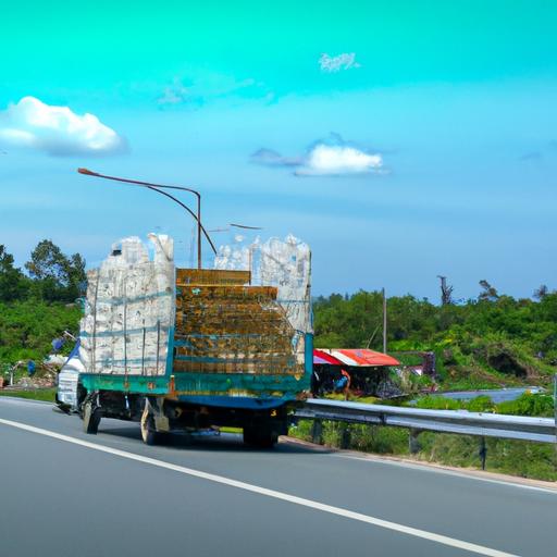 Xe tải của Nhà xe Ngọc Ánh Cà Mau vận chuyển hàng hóa trên đường cao tốc