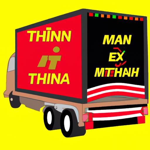 Xe tải giao hàng có logo của Nhà xe Minh Thắng Thanh Hóa, được nạp đầy gói hàng và sẵn sàng cho việc vận chuyển.