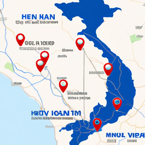 Bản đồ hiển thị các chi nhánh của Nhà xe Hùng trên toàn quốc