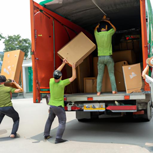 Đội ngũ nhân viên Nhà xe Hào Hương đang đóng gói hàng hóa lên xe vận chuyển