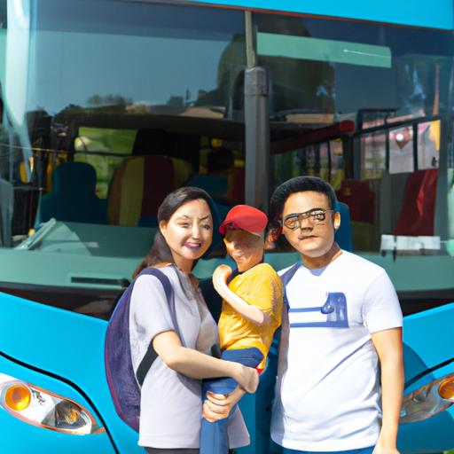 Một gia đình hạnh phúc lên xe buýt Vương Tấn Dũng đi nghỉ mát