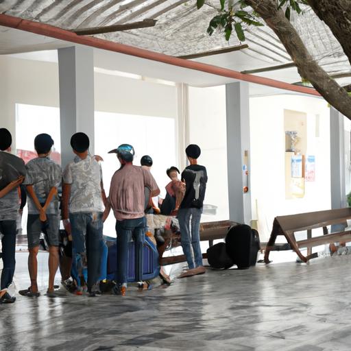 Hành khách đang chờ đợi tại bến xe của nhà xe Quang Dũng Quảng Trị.