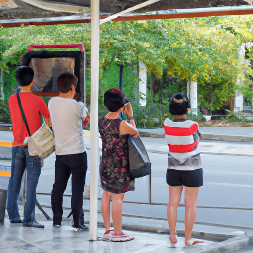 Hành khách đợi xe bus của nhà xe Cúc Tùng Nha Trang.