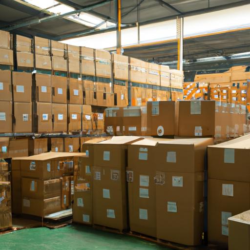 Kho hàng Nhà xe Xuân Hải đầy những hộp đựng hàng hóa với kích thước và hình dạng khác nhau, sẵn sàng để được vận chuyển.