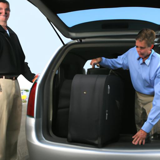 Lái xe thân thiện và chuyên nghiệp hỗ trợ khách hàng với hành lý của họ.