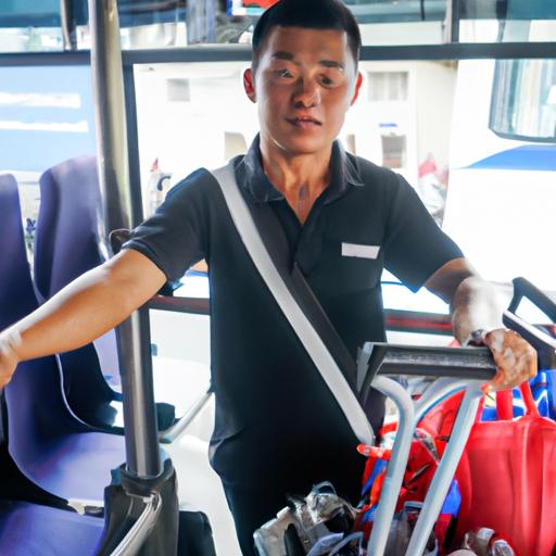 Lái xe thân thiện và chuyên nghiệp từ nhà xe Thành Bưởi Sài Gòn đang giúp khách hàng với hành lý của họ.
