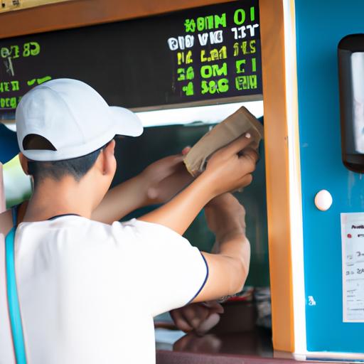 Hành khách mua vé xe buýt tại quầy bán vé của một công ty xe buýt ở Phú Yên.