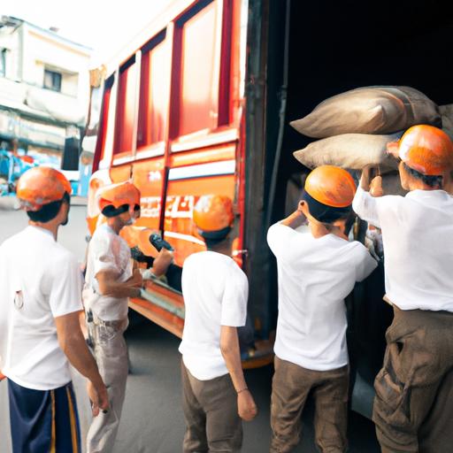 Đội tài xế chuyên nghiệp của nhà xe Hà Kháng đang xếp hàng lên xe tải