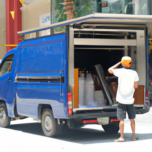 Xe tải Nhà xe Hải An Đà Nẵng vận chuyển hàng hóa đến khách hàng.