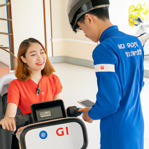 Nhân viên chăm sóc khách hàng của nhà xe Mười Lâm hỗ trợ hành khách.