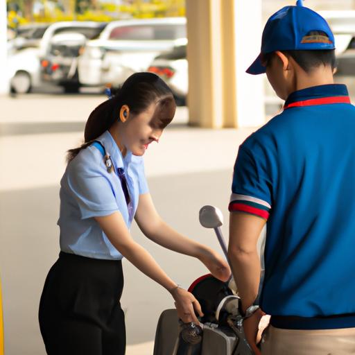 Nhân viên niềm nở của Nhà Xe Thiên Phú giúp khách hàng mang hành lý.