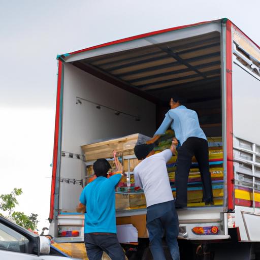 Nhóm tài xế vận chuyển hàng hóa tải hàng lên xe tại Buôn Mê Thuột.