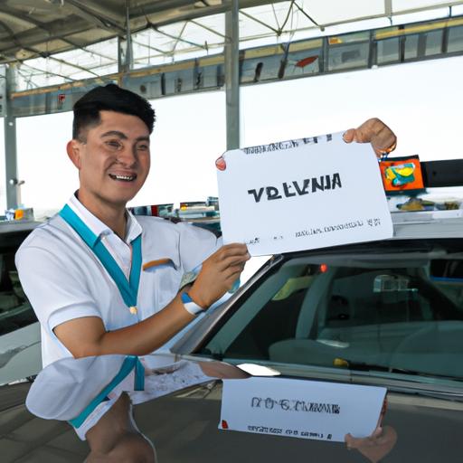 Lái xe vui vẻ của Thuận Hiền cầm biển tên khách hàng đón sân bay.