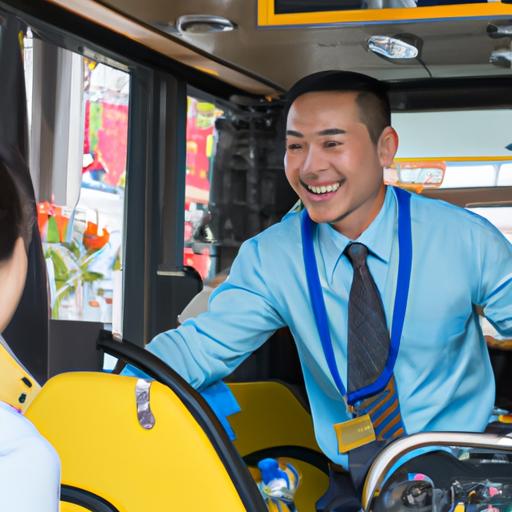 Tài xế thân thiện và chuyên nghiệp của công ty xe buýt Minh Hồng hỗ trợ hành khách