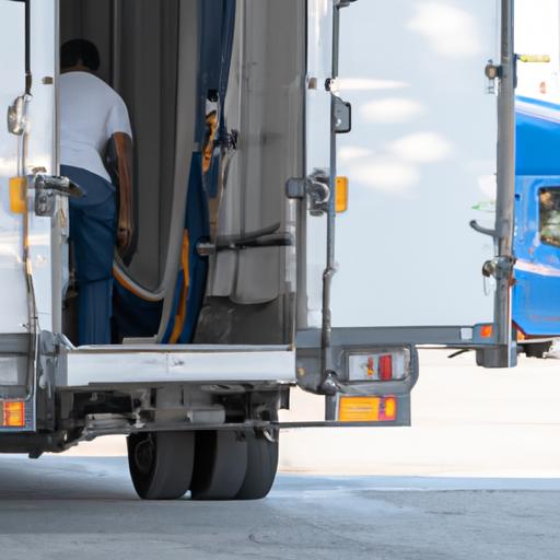 Tài xế chuyên nghiệp đang tải hàng lên xe tải của công ty vận chuyển đánh giá năm sao