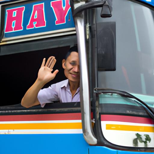 Tài xế nhà xe Phương Trang chào đón hành khách trước khi khởi hành tới khu vực Đông Nam Bộ.