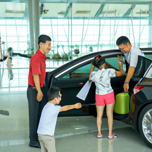 Tài xế thân thiện của nhà xe Việt Tân Phát giúp đỡ một gia đình với hành lý tại sân bay.