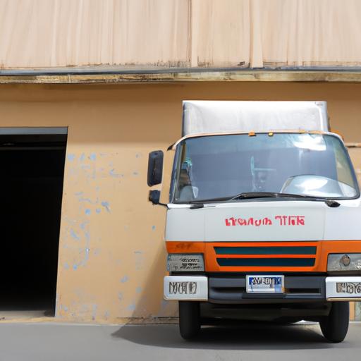 Xe tải của Nhà Xe An Phú Quý đậu trước kho hàng