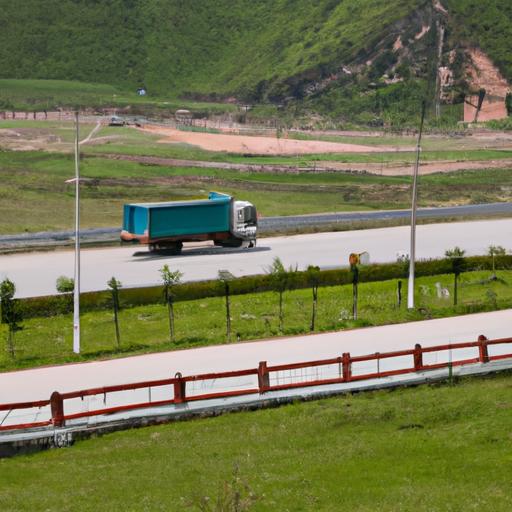 Xe tải Nhà xe Quốc Đạt vận chuyển hàng hóa trên tuyến đường đẹp